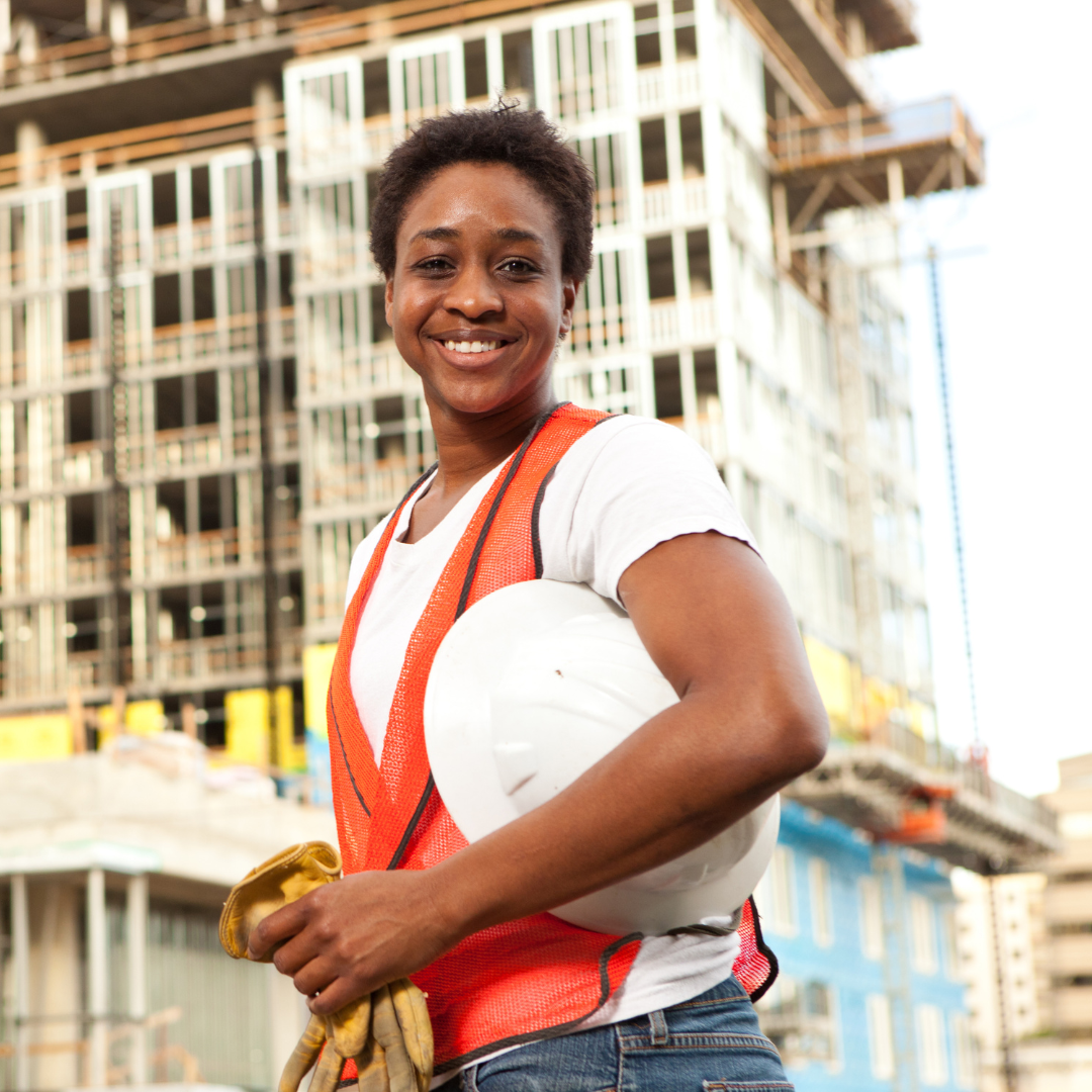 smiling female construction team member